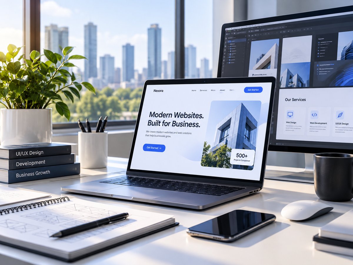 Modern digital workspace representing Nexora's creative approach